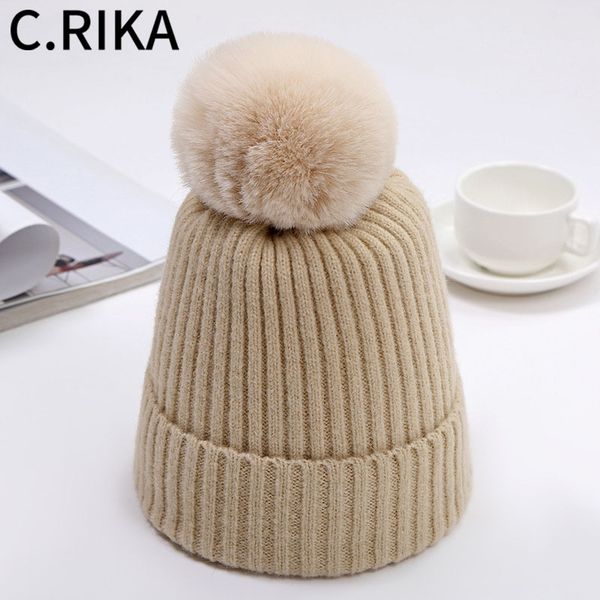 

winter warm skull ski cap for girls faux fur cute pom pom caps women winter hat knitted slouchy beanie hat lady pompoms hats, Blue;gray
