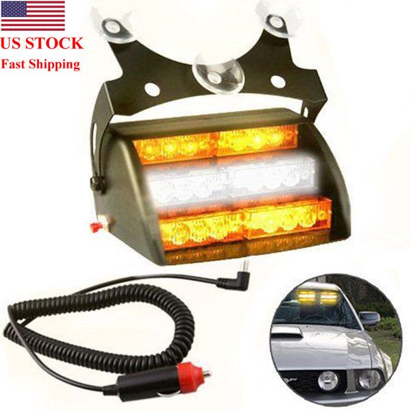 

18led amber emergency hazard warning windshield dashboard flash strobe light us