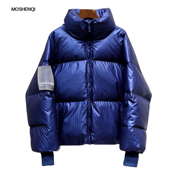 

moshenqi winter jacket women solid stand collar parka coat warm plus size overcoat 2019 female parkas woman puffer jacket, Black