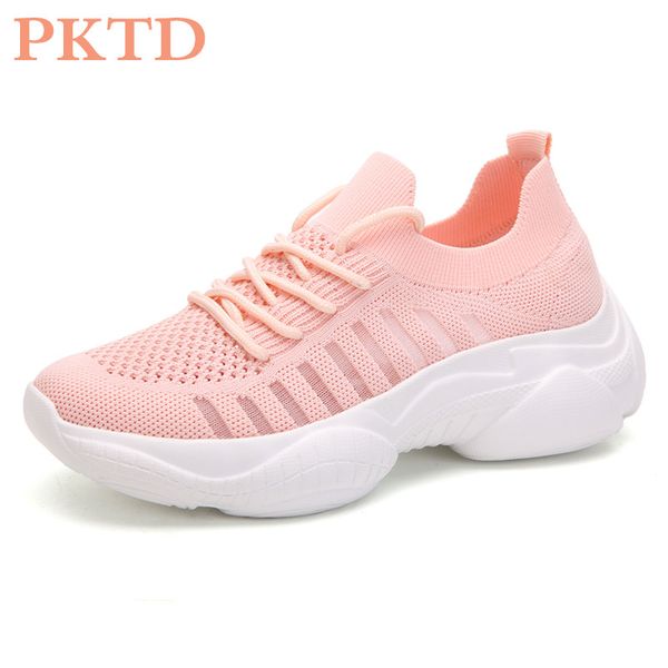 

women's walking shoes flying woven lace hollow comfortable breathable fashion casual korean thick platform ing