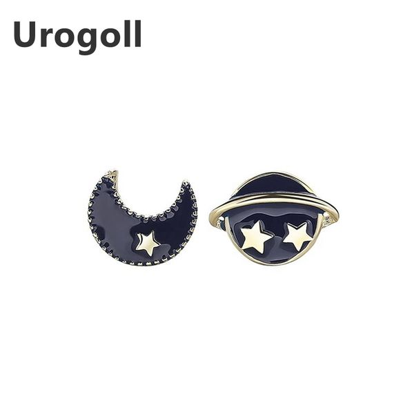 

genuine s925 sterling silver fine jewelry classic star & moon stud earrings for women anniversary silver 925 jewelry gifts, Golden;silver