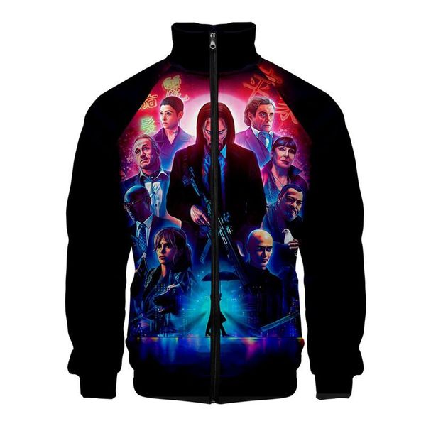 

wick 3 mens jackets stand collar long sleeve spring mens outwear fashion designer mens coats 3d print john, Black;brown