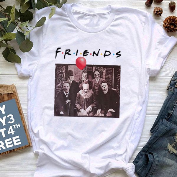 

хэллоуин символы рубашки друзья телепередача хоррор печать футболки женщин ужас персонажи друзья мода свободного большого размер рубашка gtk, White