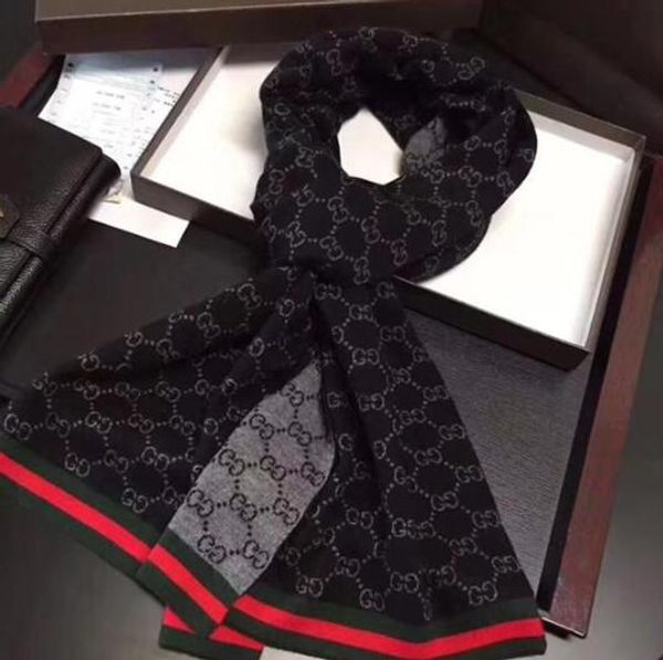 

brand scarf for men 2018 winter brand knitting w6 gucci s cashmere design scarfs mens long scarves reversible size 180x30cm b-552, Blue;gray
