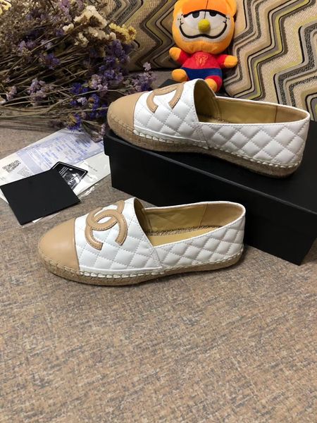 

women's espadrilles leather espadrilles fashion luxuryy white blue black fashion women casual shoes stitching flat shoes with box