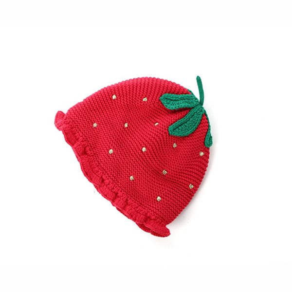 

autumn and winter sweet strawberry knit hat female baby baby hat children's head cap child warm hat, Blue;gray