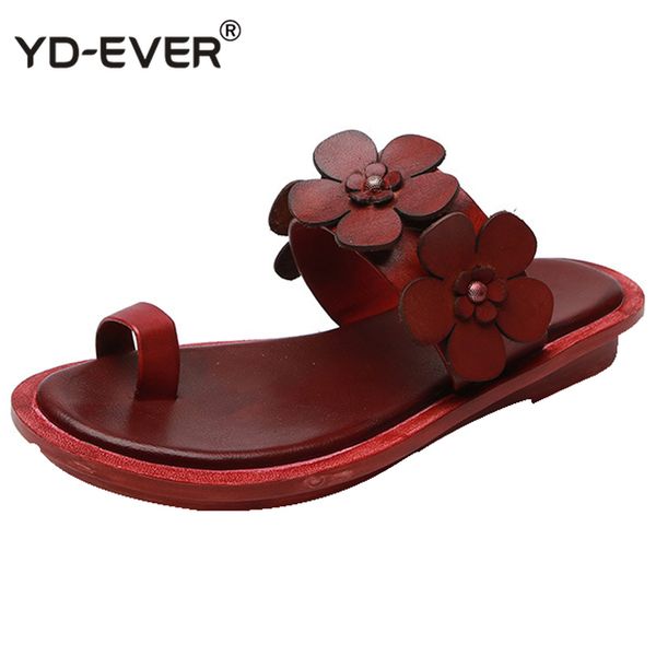 

women slippers summer slippers flat flip flops genuine leather shoes vintage flowers women slip on beach flip flops, Black