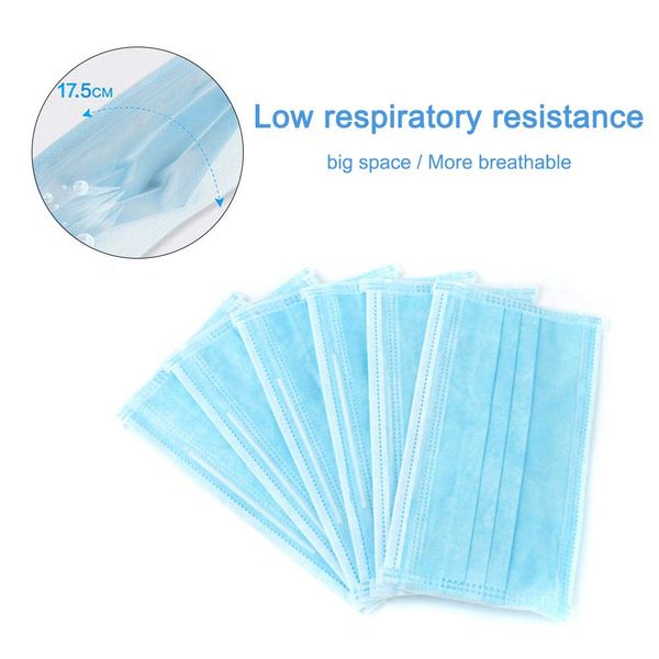 

in stock ce certificate 3-layer protective disposable face mask mouth cover anti dust face mask elastic ear loop dust filter safety mask