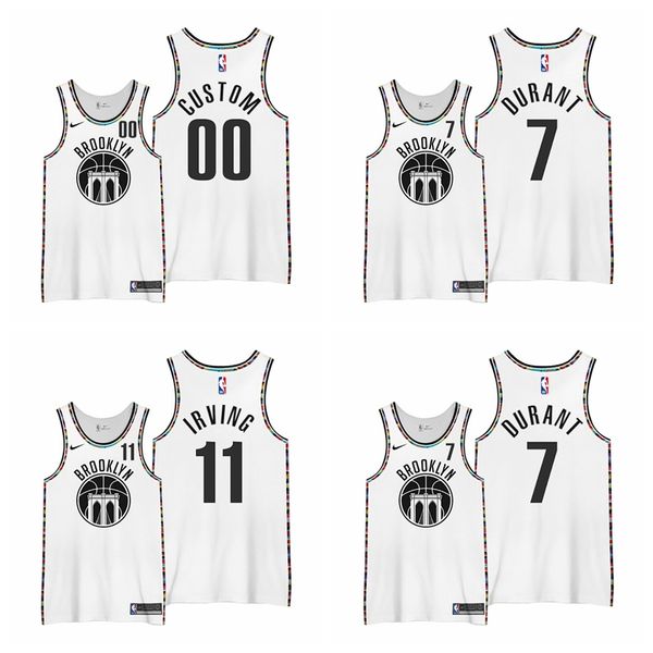 

custom men nba brooklyn nets kevin durant 11 irving white city 2nd special edition basketball jersey, Black;red