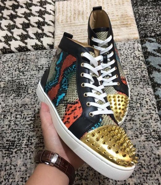 

мода красная подошва пик шипы роскошные louisflats красное дно кроссовки обувь для женщин, мужчин strass высокое качество партии свадьба пов, Black