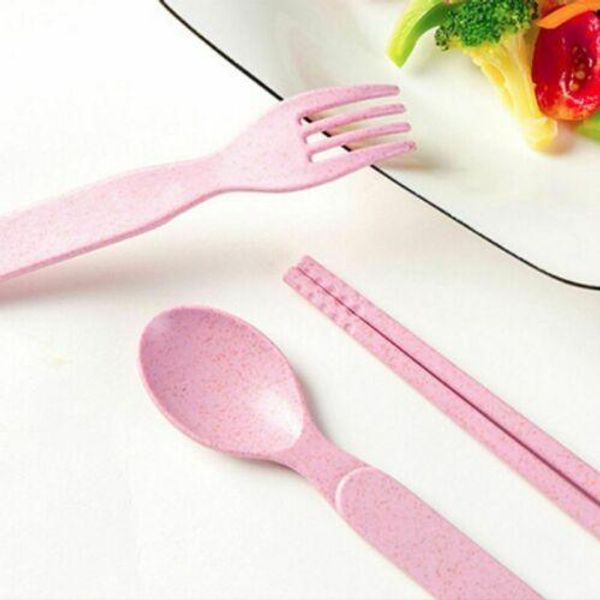

здоровье окружающей среды пшеница platycodon соломы cutlery set портативный кемпинга tablewarel ложка вилка палочками установить camp kitche