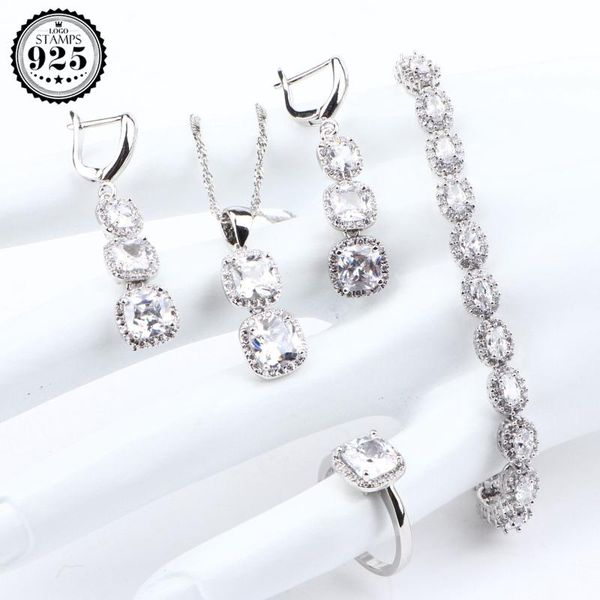 

women bridal jewelry sets for silver 925 white zirconia jewellery wedding pendants bracelets rings earrings necklace set
