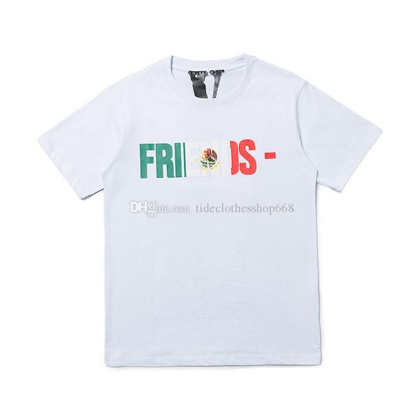 

2020 tide brand summer new mexico flag limited color big v short sleeve men and women loose couple t-shirt, White