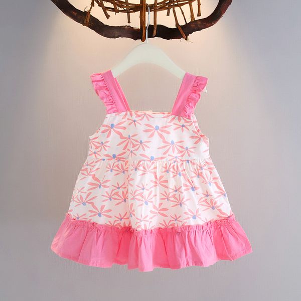 

девочки напечатанных цветков платья лета детская одежда оптом 2020, Red;yellow