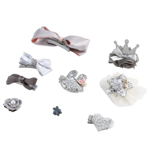 

outad 10pcs baby mini small hair clips baby hair pins safety pins barrettes accessories for girls children kids hot, Slivery;white