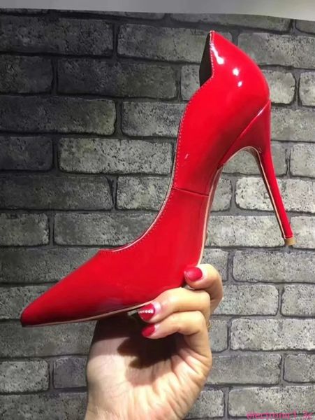 

дизайнер женщины платье обувь лакированная кожа стразы свадебные туфли sexy заостренный носок высокий каблук скольжения на насосы основных о, Black;green