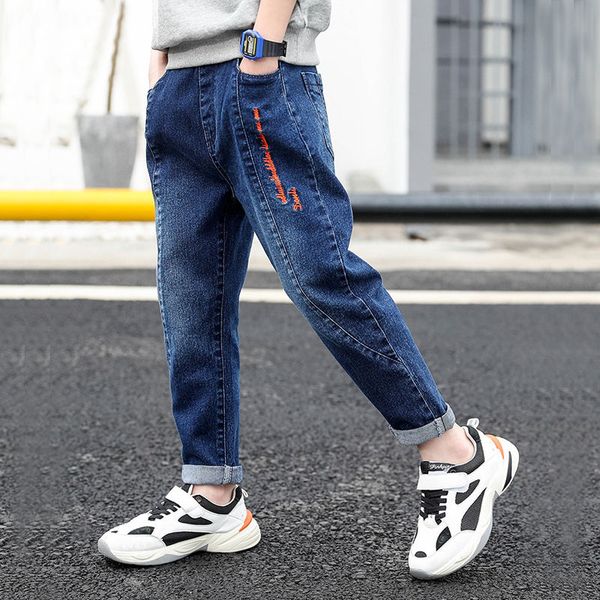 

boys clothes straight jeans kids cowboy long pants children denim trousers clothes baby boy casual stretch jeans, Blue