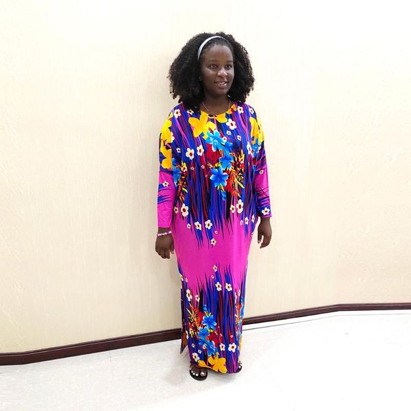 

dashikiage african dashiki floral print o-neck fuchsia dress plus size mama dresses, Red
