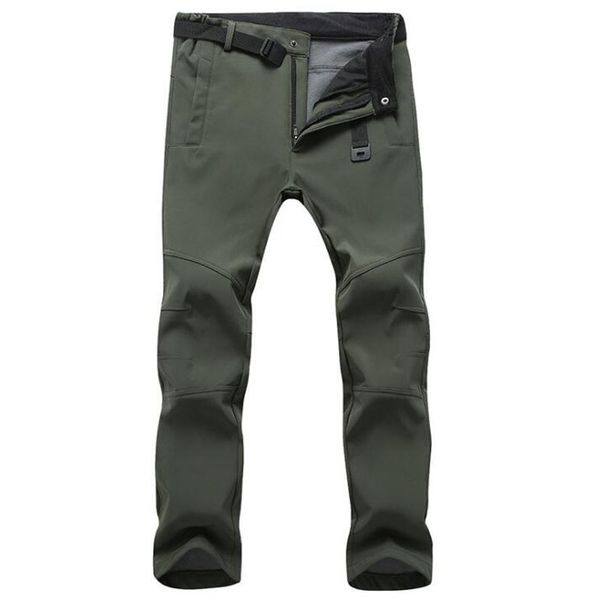 

thick warm fleece softshell pants men outwear tactical trousers waterproof windproof brand new winter pantolon thermal pants 5xl, Black