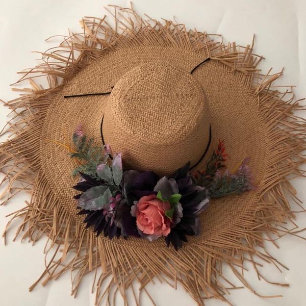 

zjbechahmu fashion solid floral vintage straw sun hats for women summer beach hat foldable outdoor holiday wedding hats fedoras, Blue;gray