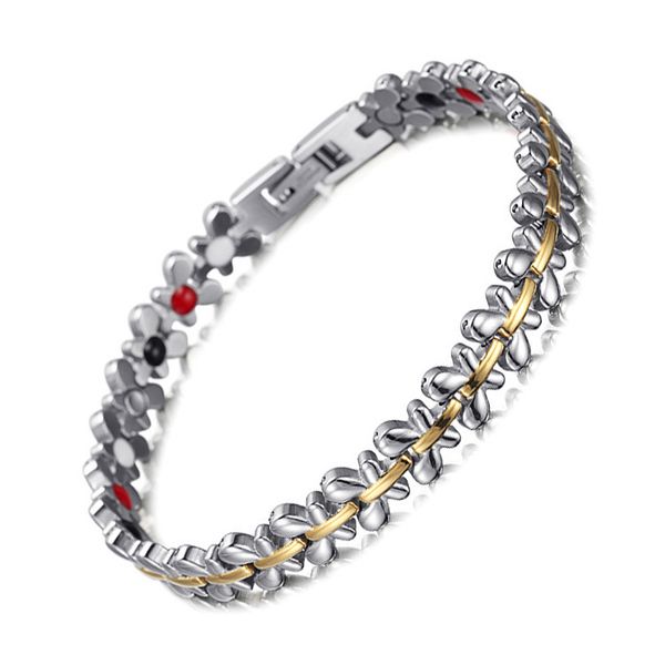 

fashion trend women butterfly shape stainless steel magnet four-a bracelet female magnet bracelet, Black