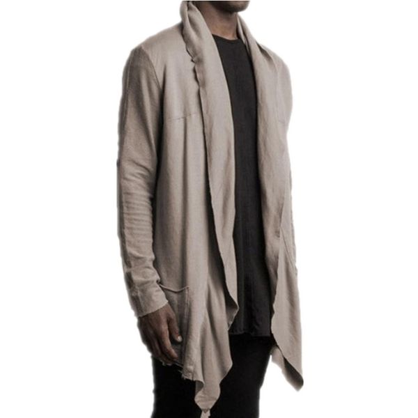 

Mens Cardigan Long Sleeve Men T Shirt Stylish Shawl T -Shirt Men Streetwear Hip Hop Tshirt Solid Color Camisetas Hombre Clothes M-3XL