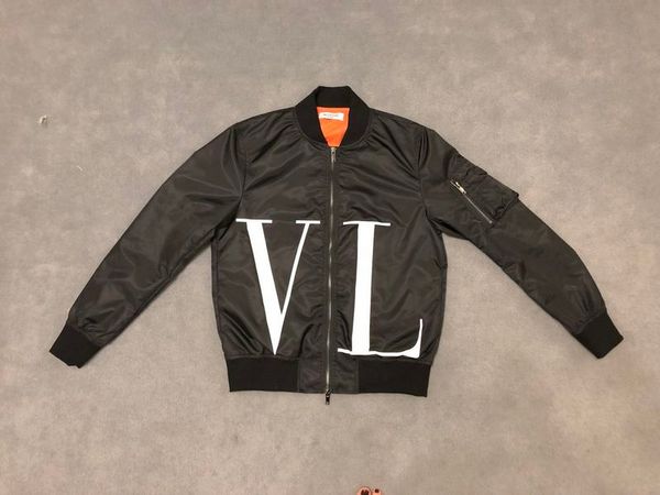 

valentino мода мужские дизайнерские куртки роскошные италия летающая куртка письма печати стенд воротник куртка ветровка мужчины женщины выс, Black;brown
