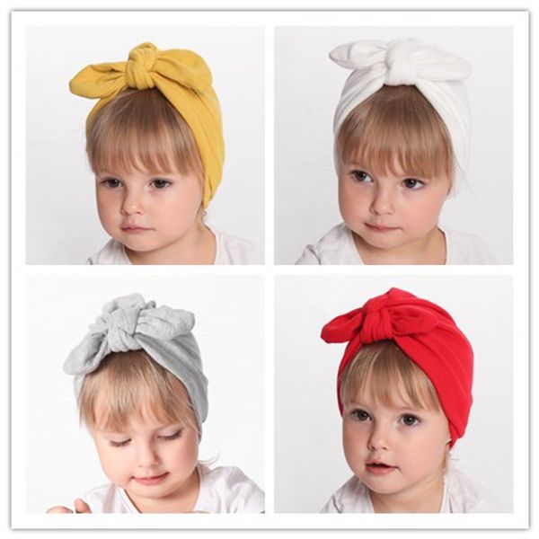 12 Farben warme Wintermütze für Kinder Stirnband süße Baby-Hasenohren geknotete dicke Wollsamtkappe DHL 20