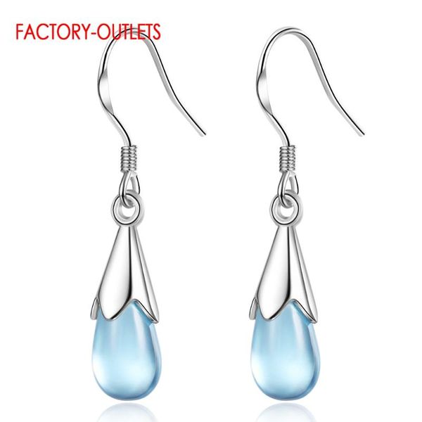 

factory price selling genuine 925 sterling silver water drop shape earrings lovely style 3 models blue crystal earrings