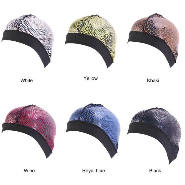 

muslim elastic crocodile print cotton turban hats for women cancer chemo beanies cap headwrap headwear hair loss accessories, Blue;gray