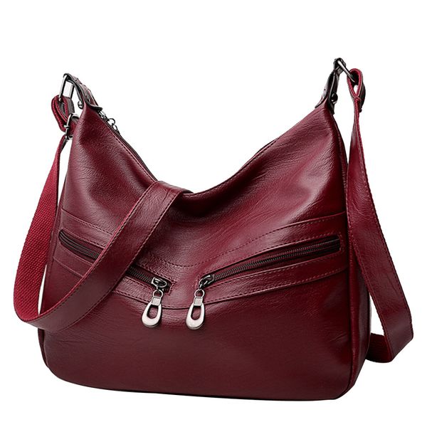 

women fashion pu bag women lady hobos zipper pu leather tote bag shoulder 2019