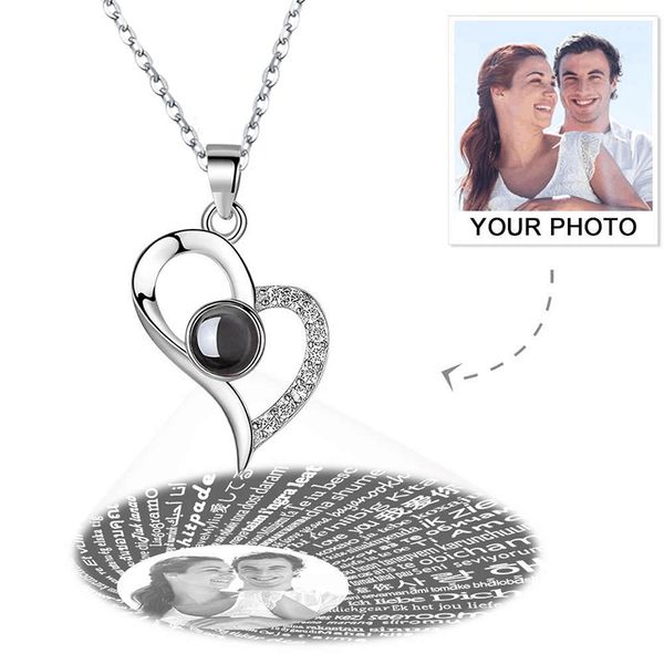 

настройка фото проекция ожерелье romantic love memory wedding ожерелье 100 языки я люблю тебя, Silver