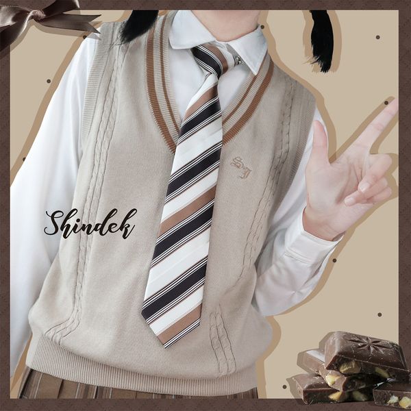 

shindek year-end feedback little jane series jk/dk tie hand-play simple plaid striped-style womens clothing accessories, Blue;purple