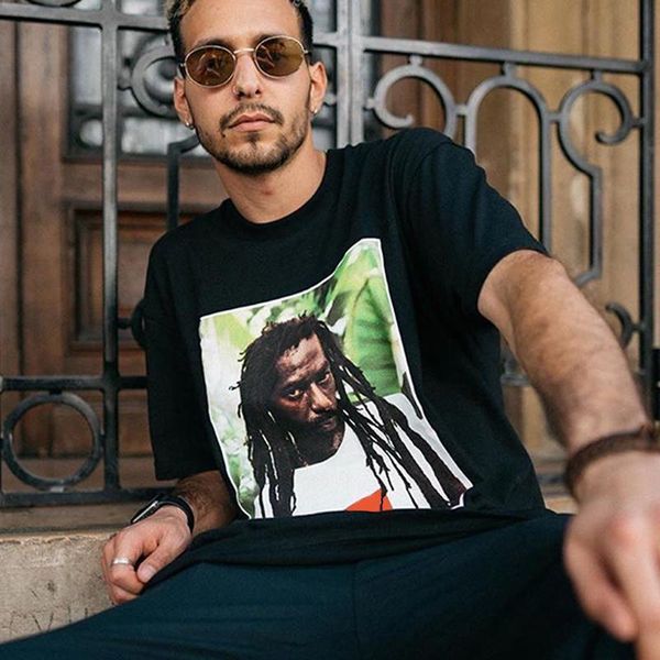 

19ss box logo buju banton photo tee печатная футболка повседневная футболка хип-хоп уличный скейтборд мужчины женщины лето с коротким рукаво, White;black