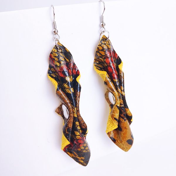 

cpop новый творческий подлинная воловья кожа овечья кожа серьги блеск змеиной кожи мода серьги партии ювелирные изделия женские аксессуары d, Silver