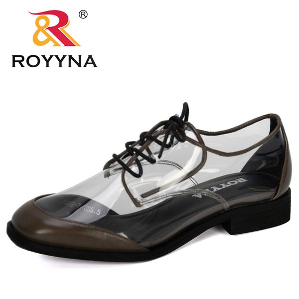 

royyna 2019 новые дизайнеры круглый носок насосы женщины прозрачное платье на низком каблуке лодочные туфли дамы свадебные туфли zapatos muj, Black