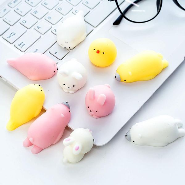 

mini kawaii animals mochi squishy soft phone accessories squeeze stretchy kids toy panda chicken duck sheep pig rabbit tiger