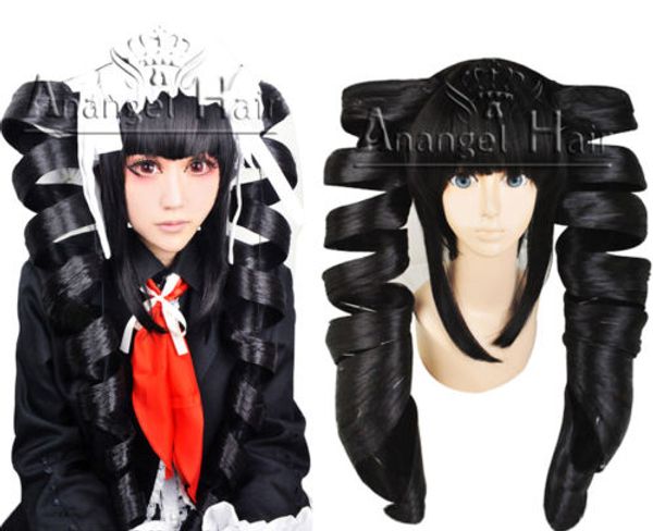 

danganronpa селестия ludenberg cosplay парик черный длинные парики синтетические костюм, Black