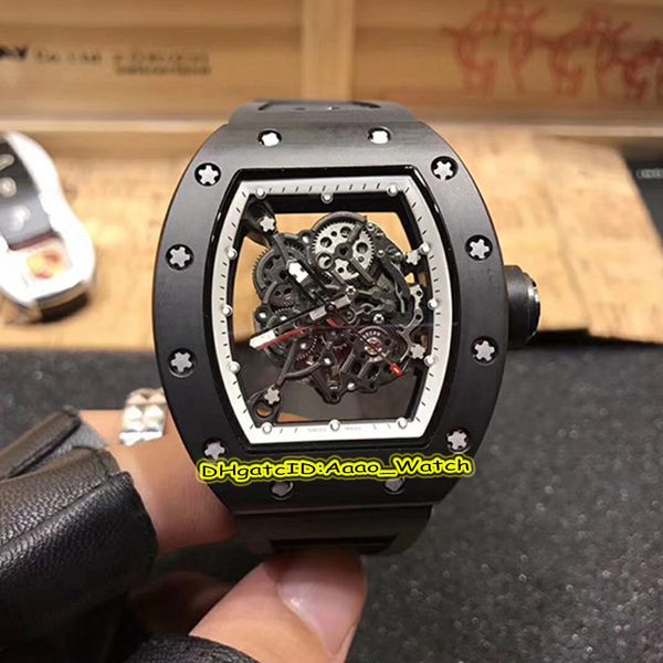 

3 tyle high ver ion new rm055 keleton dial black nanoceramic ca e japan miyota automatic men watch rubber trap watche