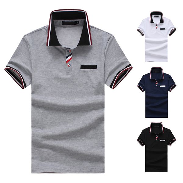 

new style tile men ouma button mixed colors short sleeve t-shirt polo q17, White;black