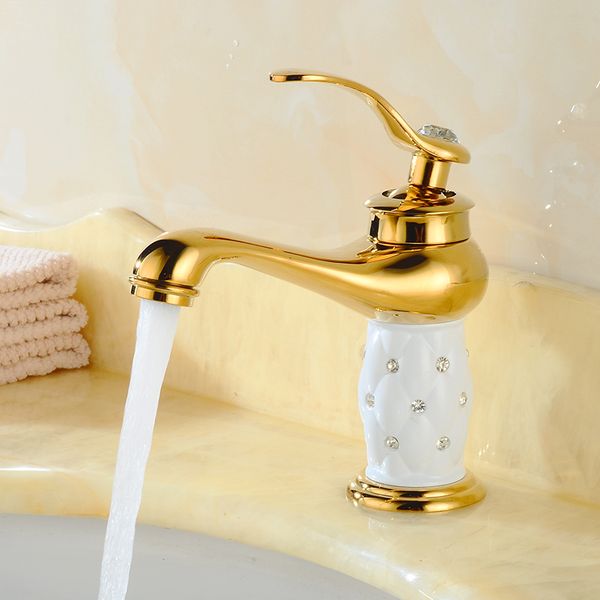 

basin faucets euro gold with diamond brass made bathroom faucet mixer tap single handle & cold washbasin tap mixer