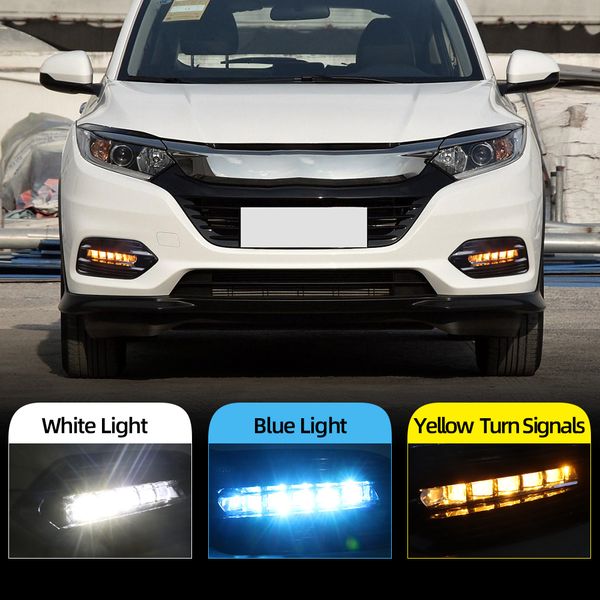 

2pcs for honda hrv hr-v vezel 2018 2019 2020 led daytime running light yellow turn signal car drl fog lamp decoration