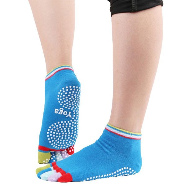 

full grip exercise yoga socks non slip full toe socks coloful five toe fingers fitness gym sock grips dance ballet sport, Black