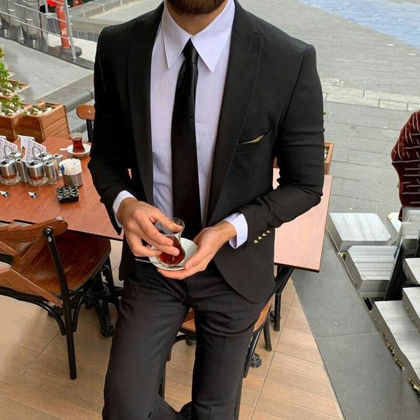 

peaked lapel black suit pants men business blazer evening party 2piece coat trouser terno masculino slim costume homme mariage, White;black