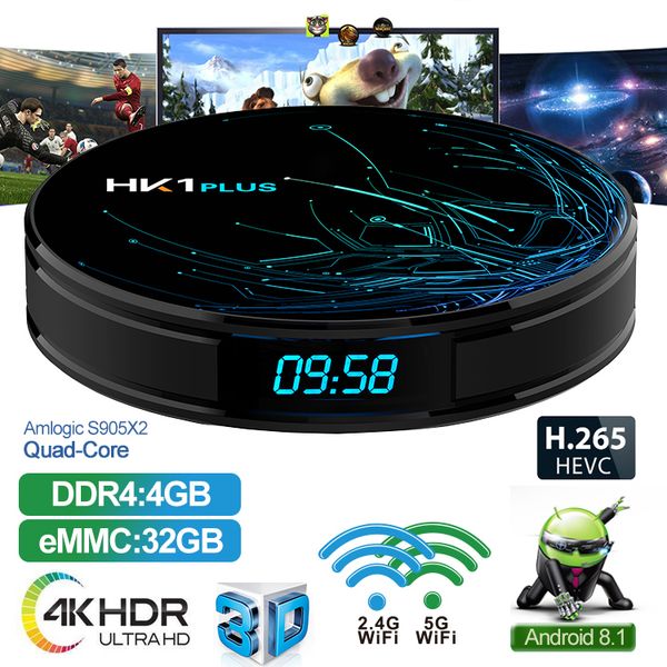 

hk1 plus android 8.1 tv box with h6 quad core cpu 4gb 32gb streaming media player support 2.4g wifi