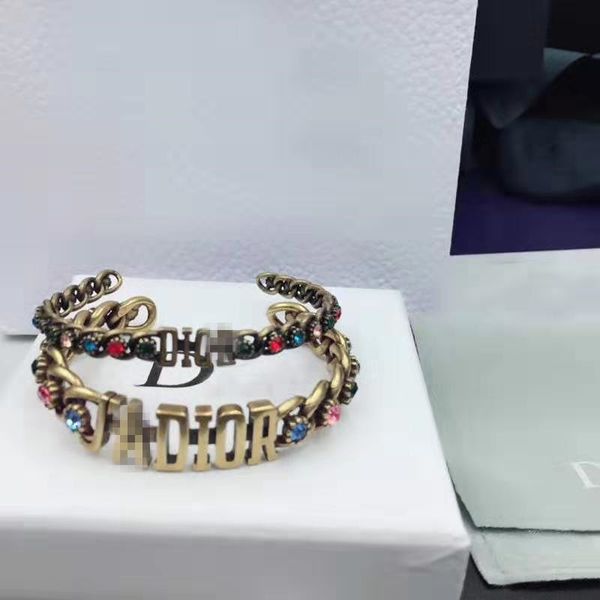 

brand designer d dijia letter big name luxury retro fashion bracelet diamond bracelet european and american popular designer bracelet, Golden;silver