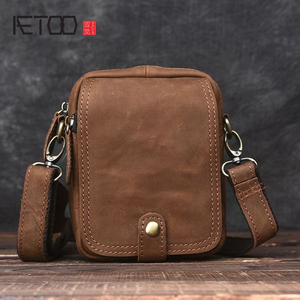

aetoo handmade retro mad horse skin bag mini men messenger bag leather shoulder leather pockets