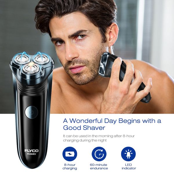 

flyco fs362 rechargeable electric shaver 3d floating with comfort cut blade system men shaving machine