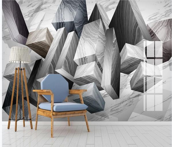 

custom p wallpaper modern minimalistic geometric marble 3d stereo tv background wall painting