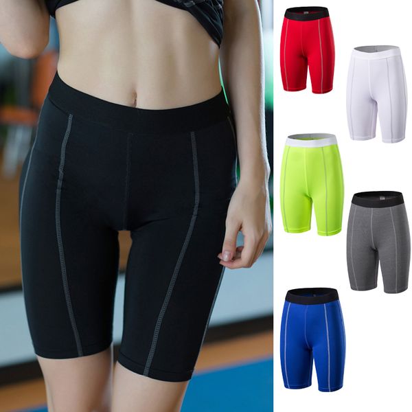 

women's yoga shorts reflector night running short trousers breathable quick dry fitness tights sport yoga leggings for girls, White;red